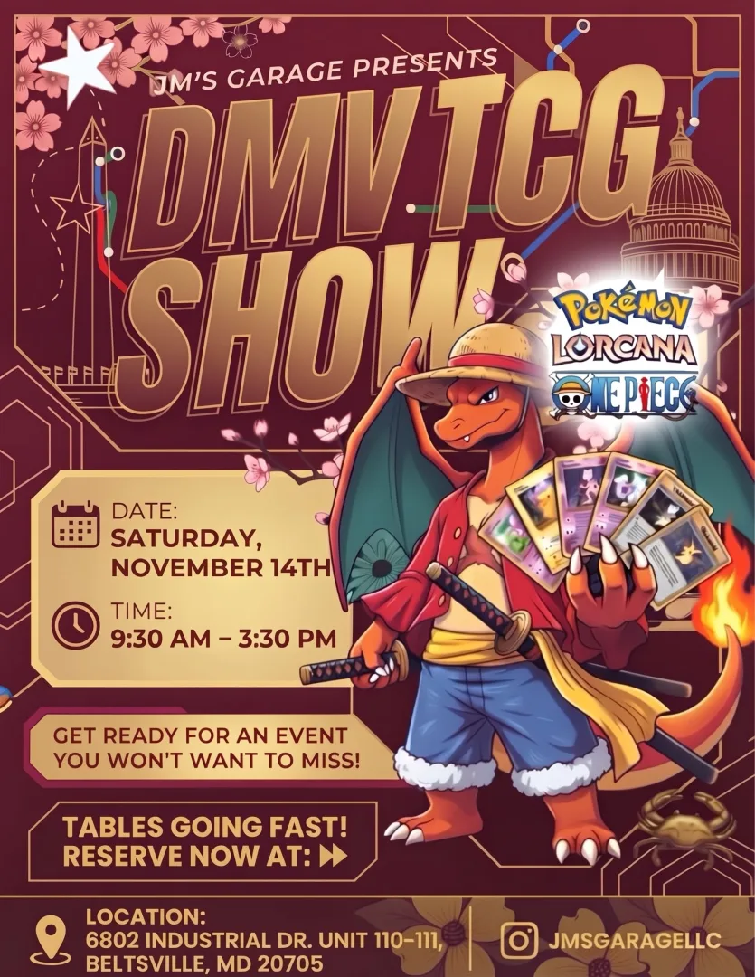 The DMV TCG POKEMON SHOW @ JMsGaragellc event poster — Beltsville, MD