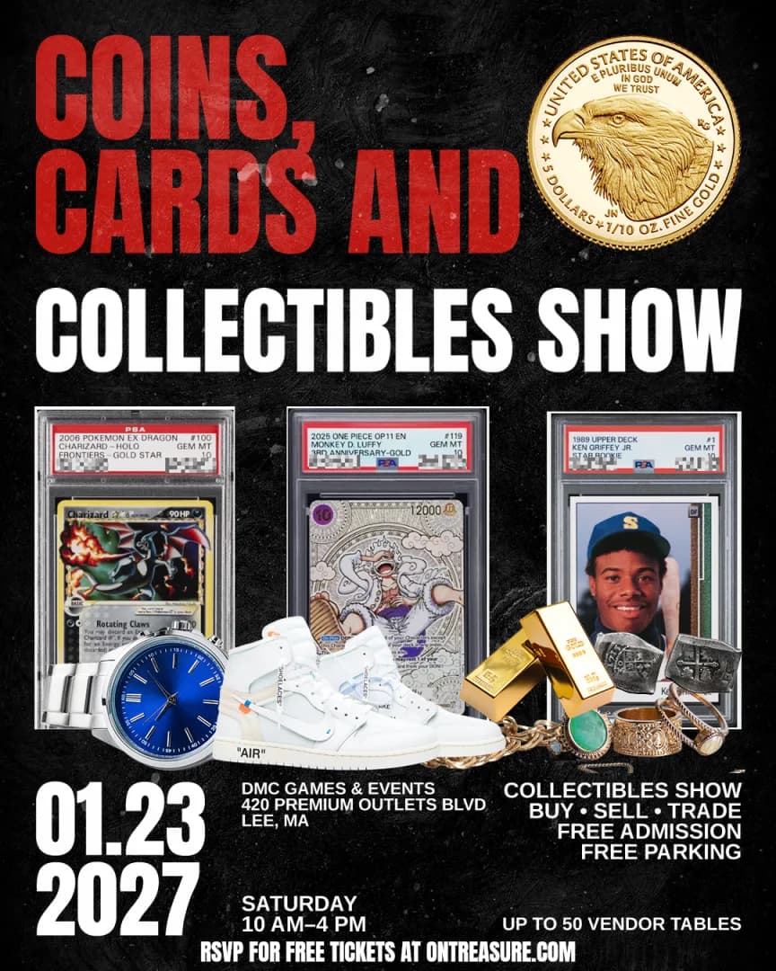 Coins, Cards & Collectibles Market event poster — Lee, MA