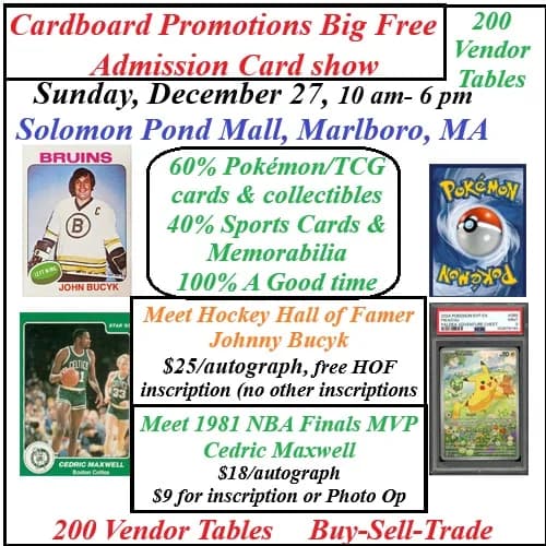 New England Biggest 1 Day Free Admission Card Show event poster — Marlboro, MA