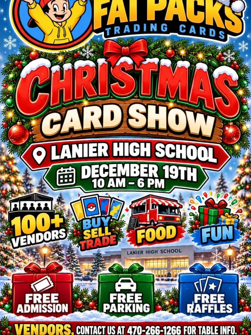 Fat Packs Christmas Card Show event poster — Sugar Hill, GA