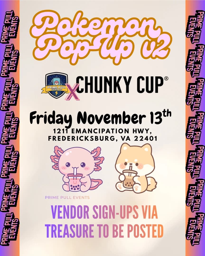 Pokemon Pop-up v2 Chunky Cup event poster — Fredericksburg, VA