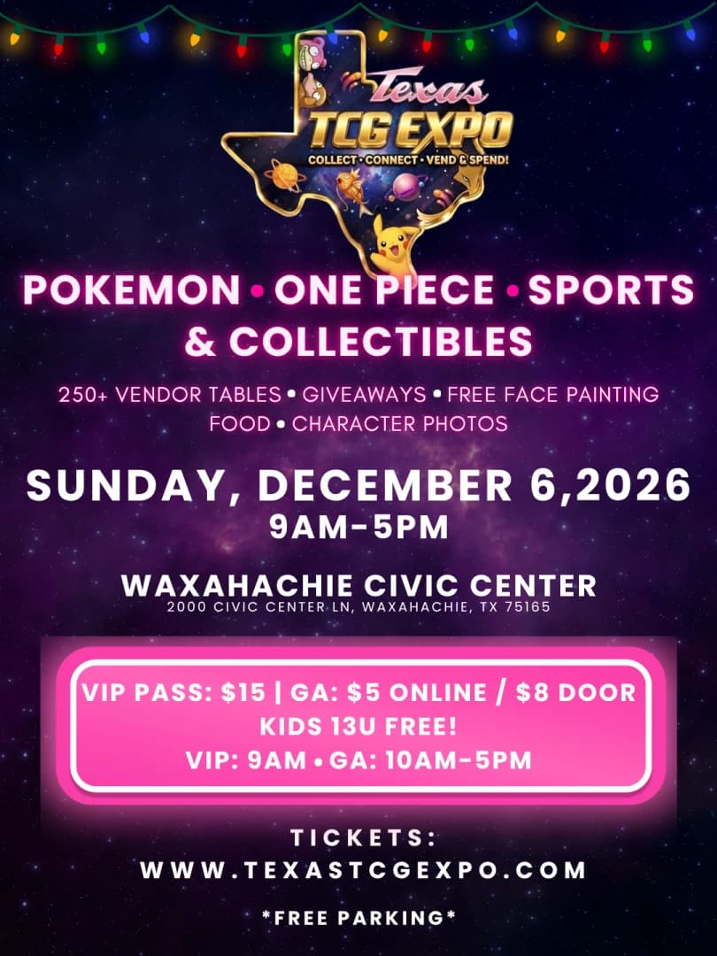 Texas TCG Expo event poster — Waxahachie, TX