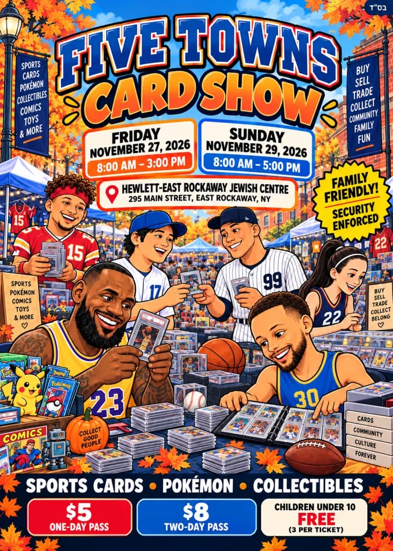 Five towns card show event poster — East Rockaway, NY